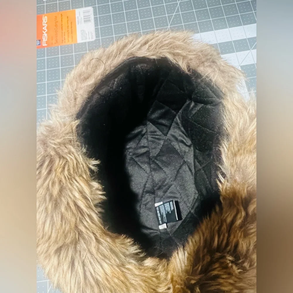 3M Thinsulate Black Camo Trapper Hat with Brown Faux Fur Trim